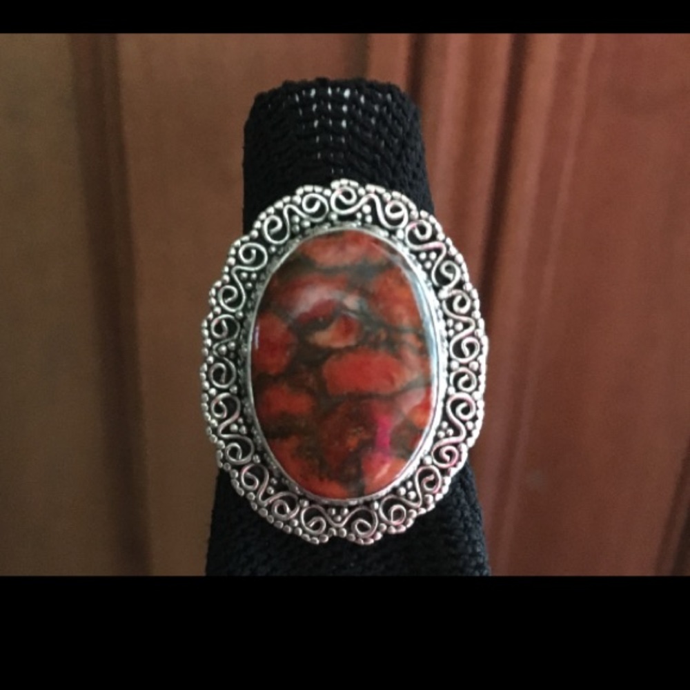 STERLING SILVER RING-SEMI PRECIOUS STONE-7 1/2